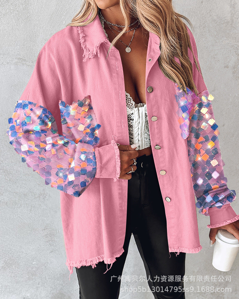 European and American bead splicing temperament cardigan jacket-P1WMHL1018 series