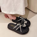 New arrivalretrothick sole slippers for women summer outweareasiest for match bright diamond cross thin strap butterfly toe sandals for women