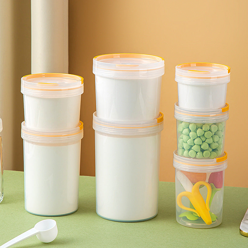 Japanese desktop round transparent storage box plastic sealed baby milk powder box food grade portable storage tank