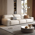 Italian normcore genuine leather sofa modern for home living room black straight row three seatsaccessible luxury first layer cowhide art sofa