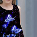 Girls' sleeveless summer dress with fashionable butterfly print - 100% polyester, machine washable