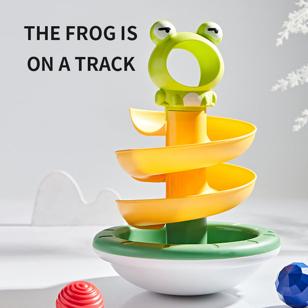 Cross-border frog spinning music tumbler children's fun track slider tower baby educational early education ball toy