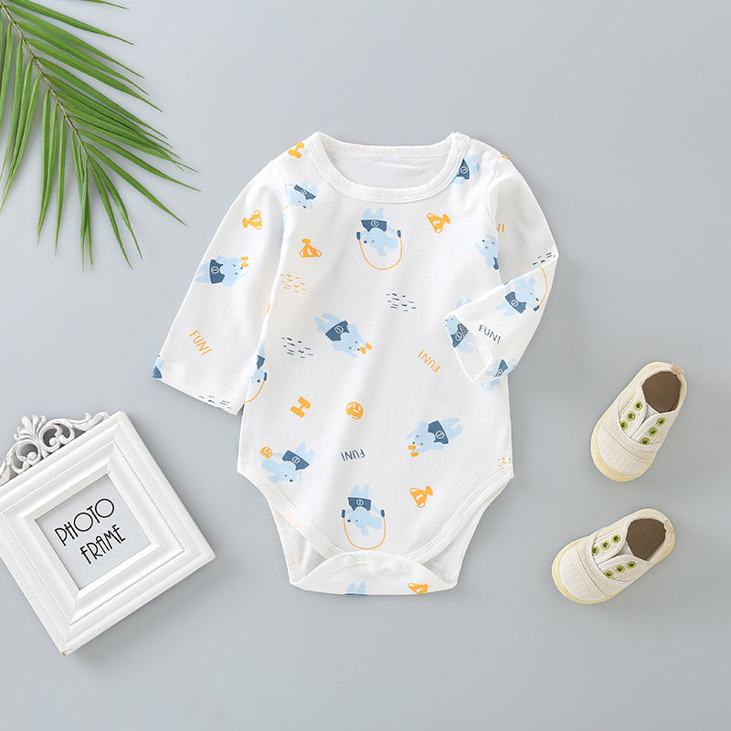 Baby long-sleeve romper: autumn triangle bodysuit, newborn unisex spring/autumn pure cotton crawling suit