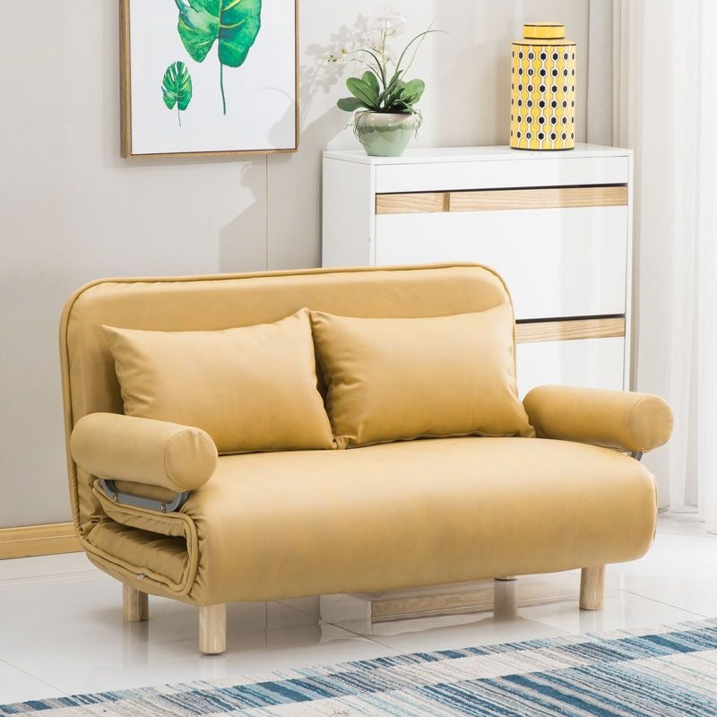 Foldable and detachable washable small apartment living room minimalist modern double/single multifunctional cat paw leather sofa bed - free shipping