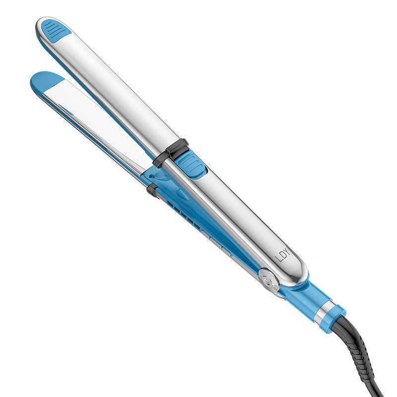 Cross-border new stainless steel splint multi-functional hair straightener plate with its own lock can be rolled straight dual-purpose curling iron splint