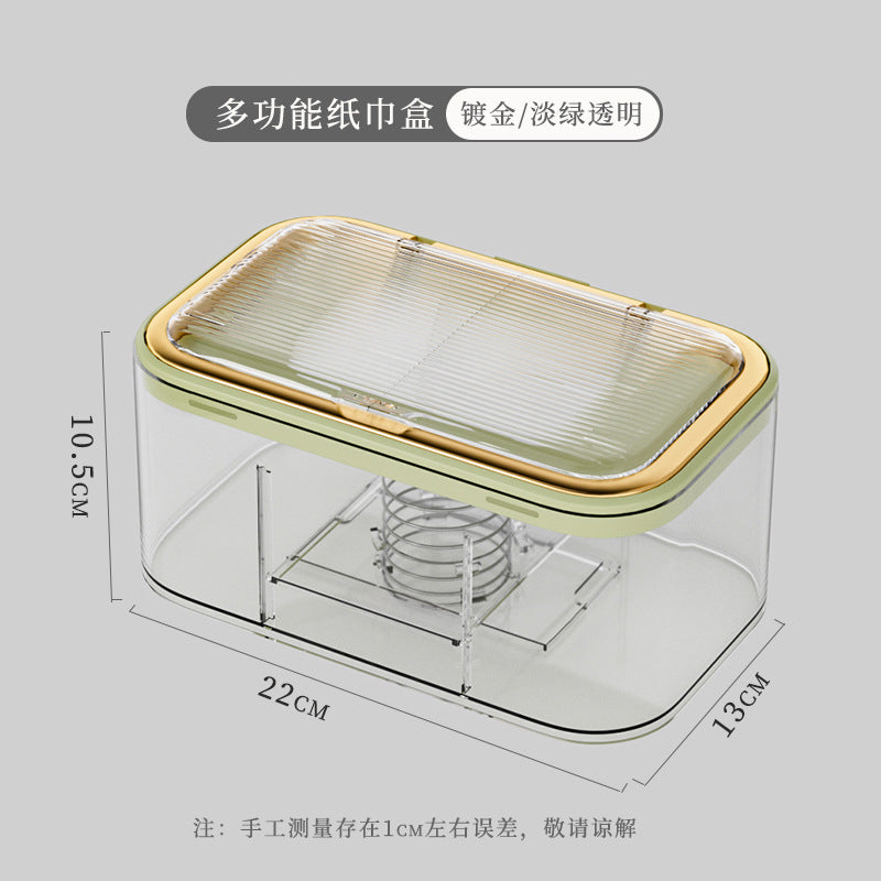 Light luxury paper towel box, living room transparent cream color, no punching, bathroom wall-mounted roll paper, waterproof and dustproof storage