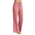 european and american cross-border women's linen-look fashion casual loose comfort solid color straight-leg pants with pockets wide-leg trousers