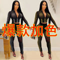 X5206   fashion european and american new nightclub hot diamond v necklong sleevespants women's two-piece set