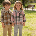 children's clothing spring & fallnew arrivalplaid hoodie boys and girlslong sleeves lapel lining suit boys plaidshirt
