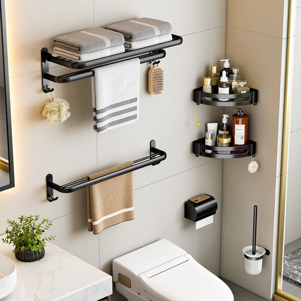 Toilet towel rack non-punching space aluminum toilet bathroom rack storage towel rack bathroom hardware pendant