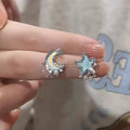 "starry night blue pearl stud earrings - e6107 silver"