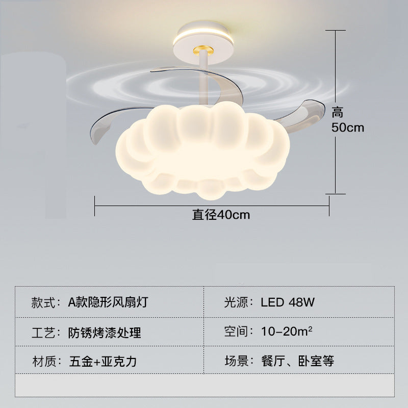 [Strict Selection] Ceiling Fan Light Cream Wind New Room Fan Light Simple Modern Bubble Dining Table Chandelier