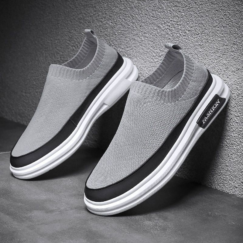 New summer flyknit mesh men's shoes - breathable slip-on casual sneakers, versatile dad shoes, trendy style