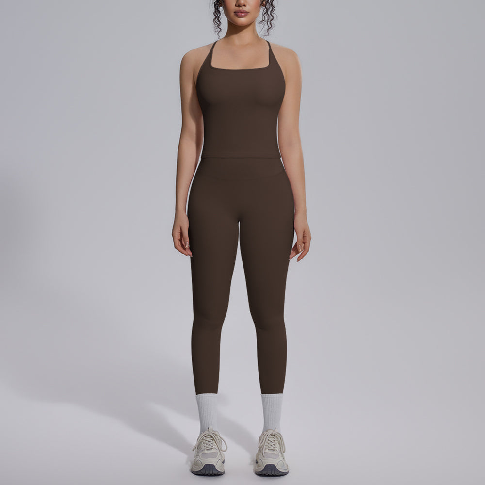new arrival nude tight-fitting yoga clothes high waist hip lift quick-drying sports beautiful back outdoor running fitness clothes suit