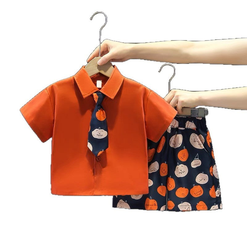 Boys' summer outfit set : stylish and cool baby clothes, trendy kids' summer short-sleeve top