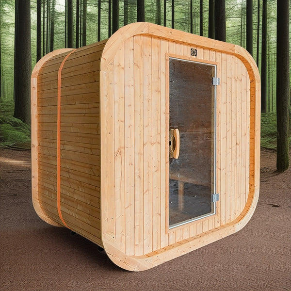 Movable outdoor prefabricated finished square tube sauna, custom anti-corrosion and moisture-proof outdoor log cabin sauna