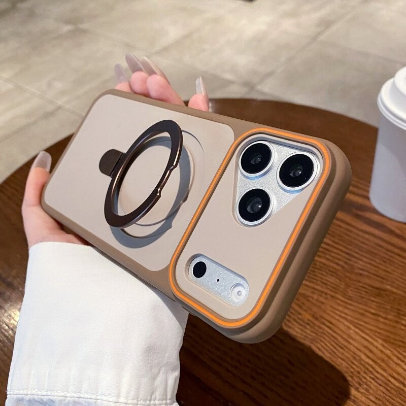 color frame large window suitable for iphone17pro mobile phone case apple 15 skin-like frosted magnetic holder