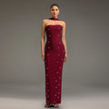 C7625 cross-border   fashion women's elegant rhinestone bodycon bandeau dress