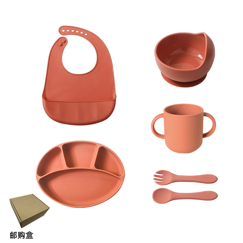 best-selling children's feeding utensil set, food-grade silicone baby food bowl, divided plate, baby spoon