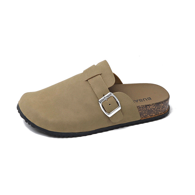 New arrivaloutwearthick sole birkenstock shoes toe toe lazy slippers women's shoes soft sole dopamine half pack shoes couple shoes