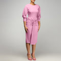 Amazon new arrivalsummer round neck pure color hip-covering pleated ol tongle fashionelegant pencil skirt africandress