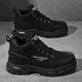 2025 autumn men's martin boots mid-cut retro british style work boots trendy high-top boots chunky sole casual shoes