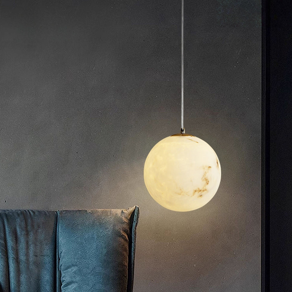Accessible luxury designer imitation marble creative bedside ball small chandelier casual living room restaurant single head pendant lamp