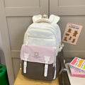 Trendy retro cute color block backpack - japanese style cartoon casual daypack - large capacity student schoolbag