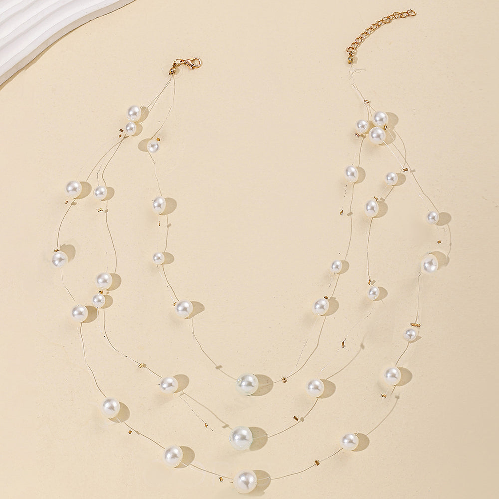 European and american cross-border fully managed best-selling jewelry, fashionable and accessible luxury pearl tassel necklace, versatile layered sweater chain necklace