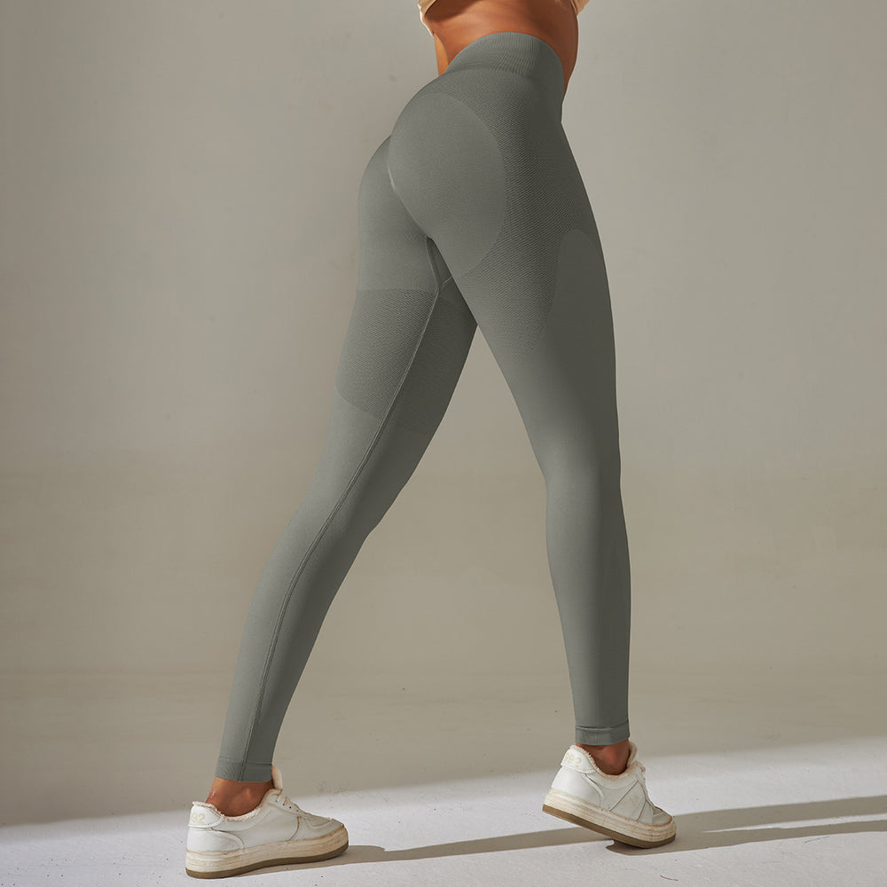 fashion seamless knitting tight high waist hip lifting peach pure color yoga pants sports running fitness bottom pants