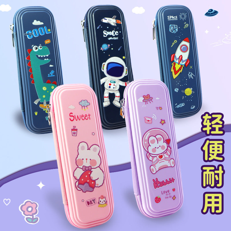 Pencil bag High value cartoon stationery box Boys and primary school students Multi-layer large capacity ins wind Niche stationery bag Simple