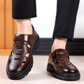 Special big salemen leather shoes summer new chinoiserie lightweight soft bottom crocs shoes breathable cut out men's shoes men sandals