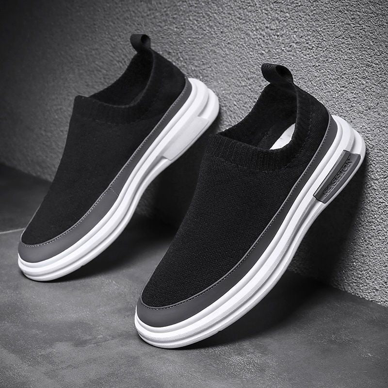 New summer flyknit mesh men's shoes - breathable slip-on casual sneakers, versatile dad shoes, trendy style