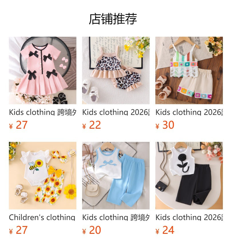 Kids clothing cross-border exportfall and winternew arrival kids white vest + houndstooth skirt baby