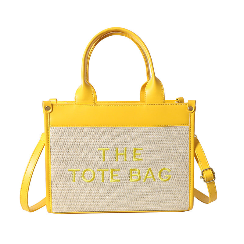 Straw woven tote bag summernew arrival bag for women cross-border small square bag letter patchwork tote bag export women's bag