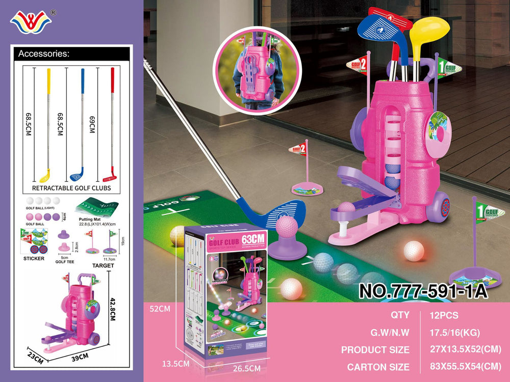 Hand-pushed kids golf set indoor and outdoor telescopic box sports toys family interactive sports simulation batch