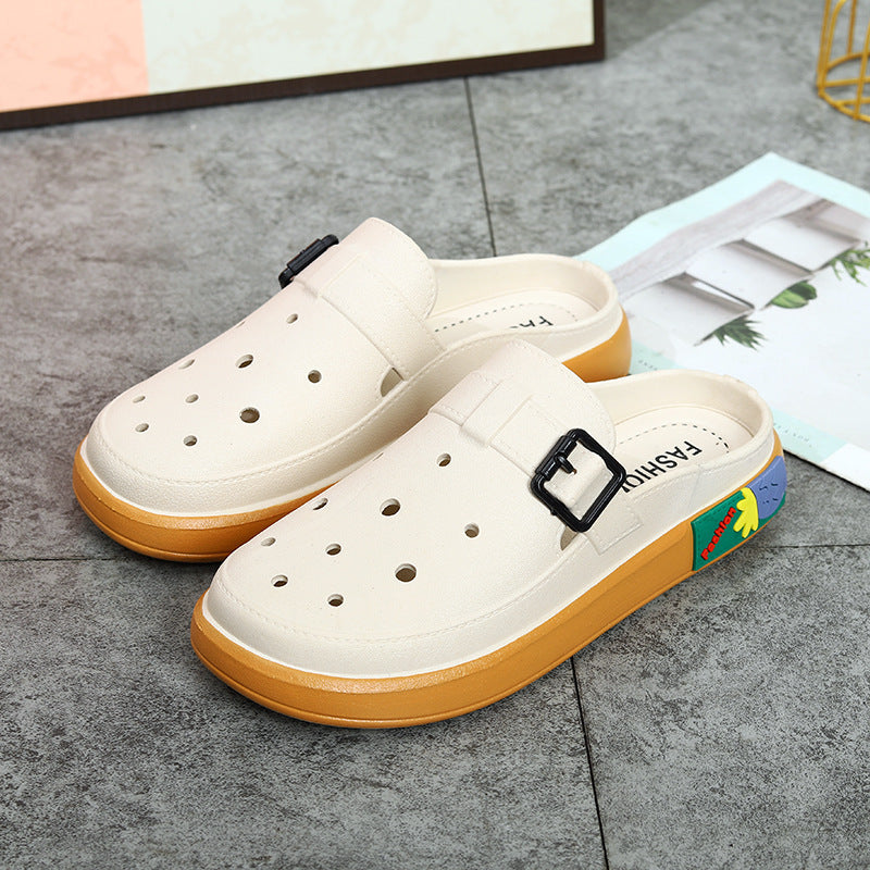 Women's anti-odor height increasing platform clogs - summer fashion outdoor beach shoes with detachable diy accessories and waterproof design