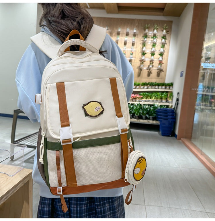 New fruit party large capacity backpack for girls, junior high school students, cute and unique design, laptop backpack
