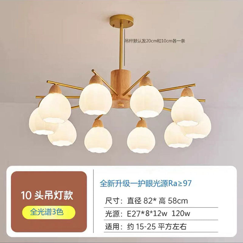 Log living room chandelier dining room light Japanese-style wabi-sabi wind homestay lighting retro wind hotel shop light bedroom lighting