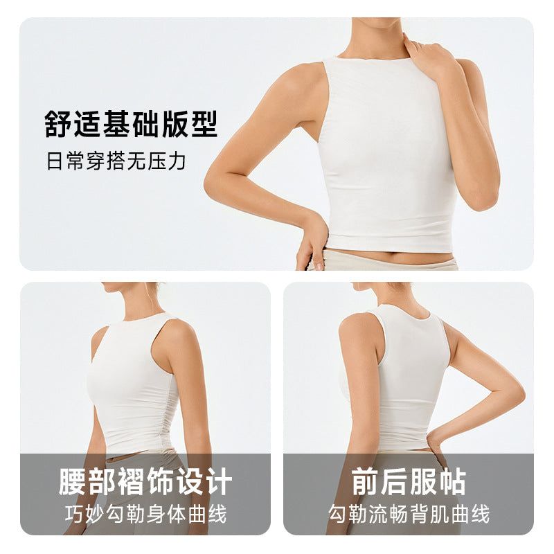 Jinke tight double-layer yoga vest sleeveless outweareasiest for matchcasual fitness wear running beautiful back sports tops