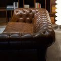 American classic retro genuine leather sofa - perfect for living rooms, small to large apartments, cigar rooms, private wine cellars, wineries, and mid-century modern styles