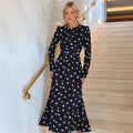 Women's summer dress - sweet & sophisticated bubble sleeve mori girl style - gentle, fresh, round neck, cinched waist, chiffon floral dress