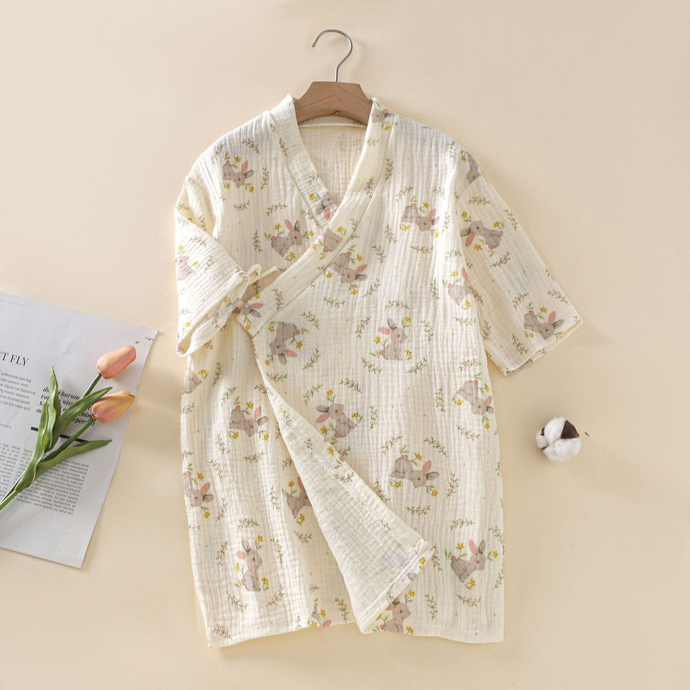 Class a pure cottonkids pajamassummer thin bath towel bathrobe baby cartoon home clothes nightgown air conditioning clothes yh