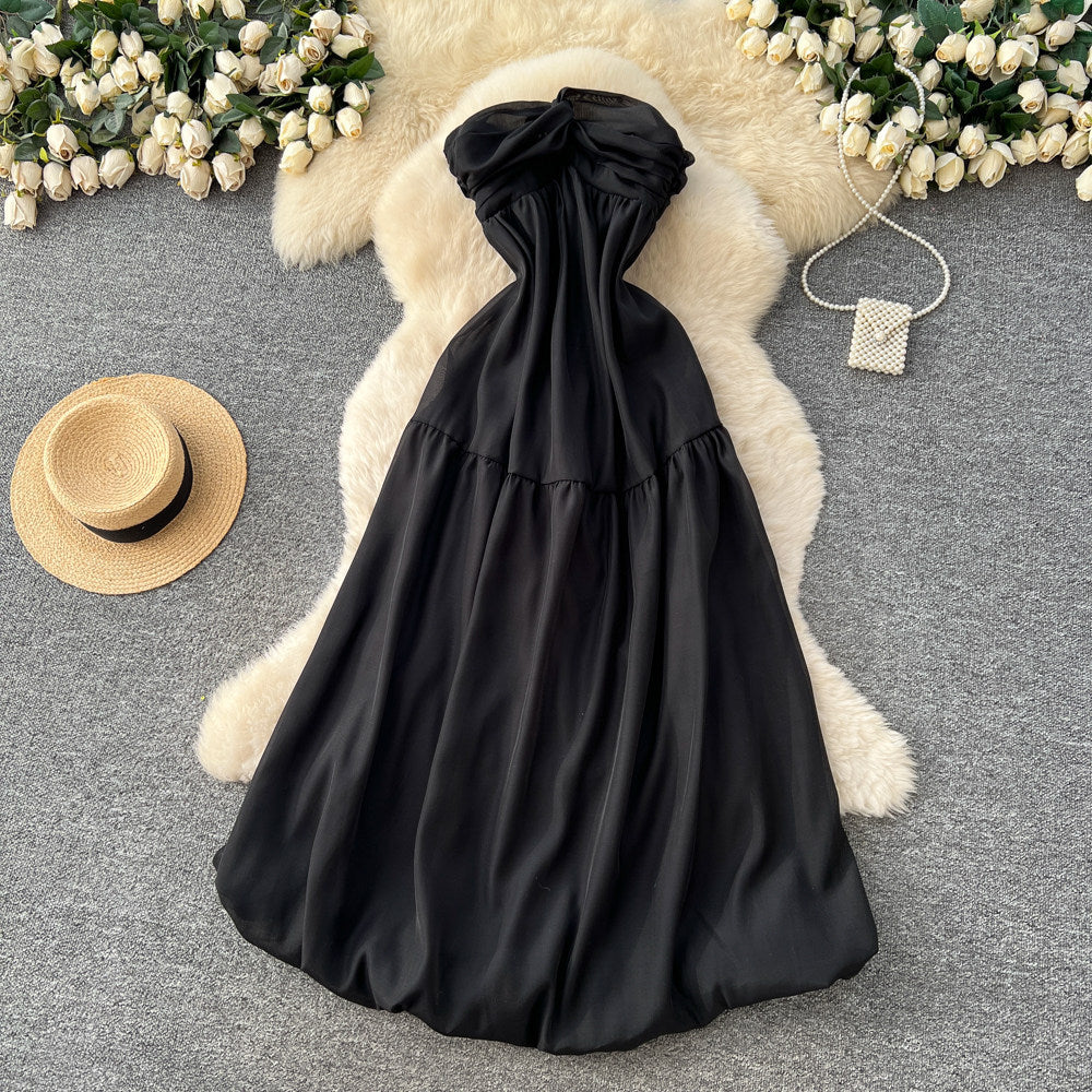 Frenchniche stylesense of design knot sexytube topdress women's beach vacation dress long dress spring summer