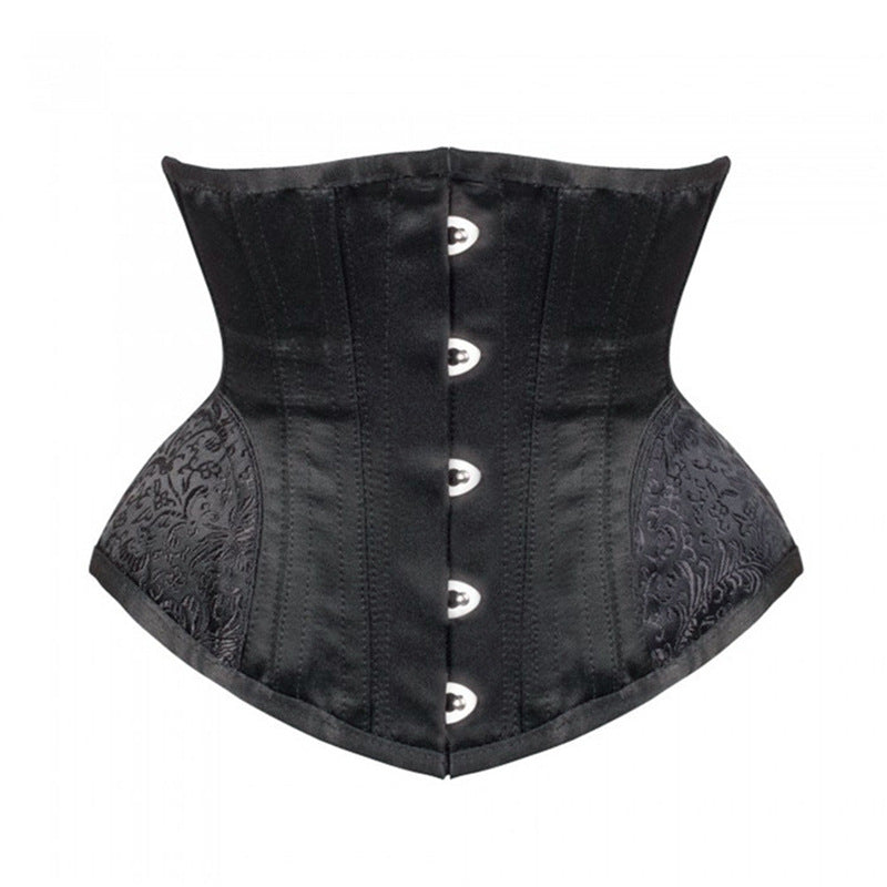 5-button jacquard curved crotch hourglass body-shaping garment, steel buckle tummy control body-shaping tops, waistband retro waist jacket