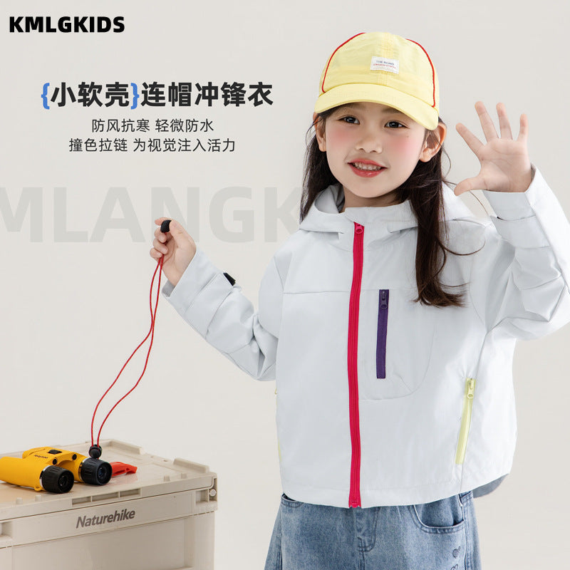 Factory direct girls' outdoor multi-color windbreaker - new autumn collection, wholesale hooded jackets for toddlers and young children