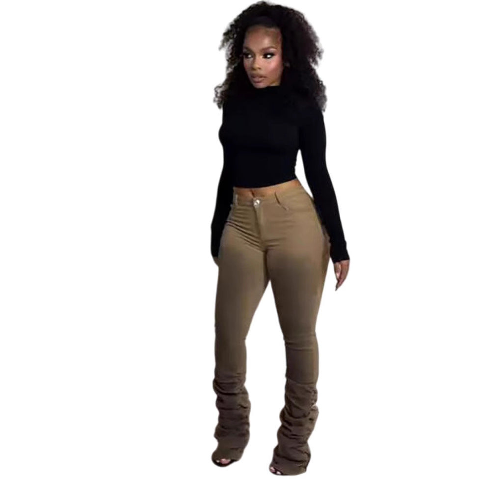 European and american cross-border women's fashion:  women's jeans - trendy, sexy, ruched, tie-dye high-waisted jeans