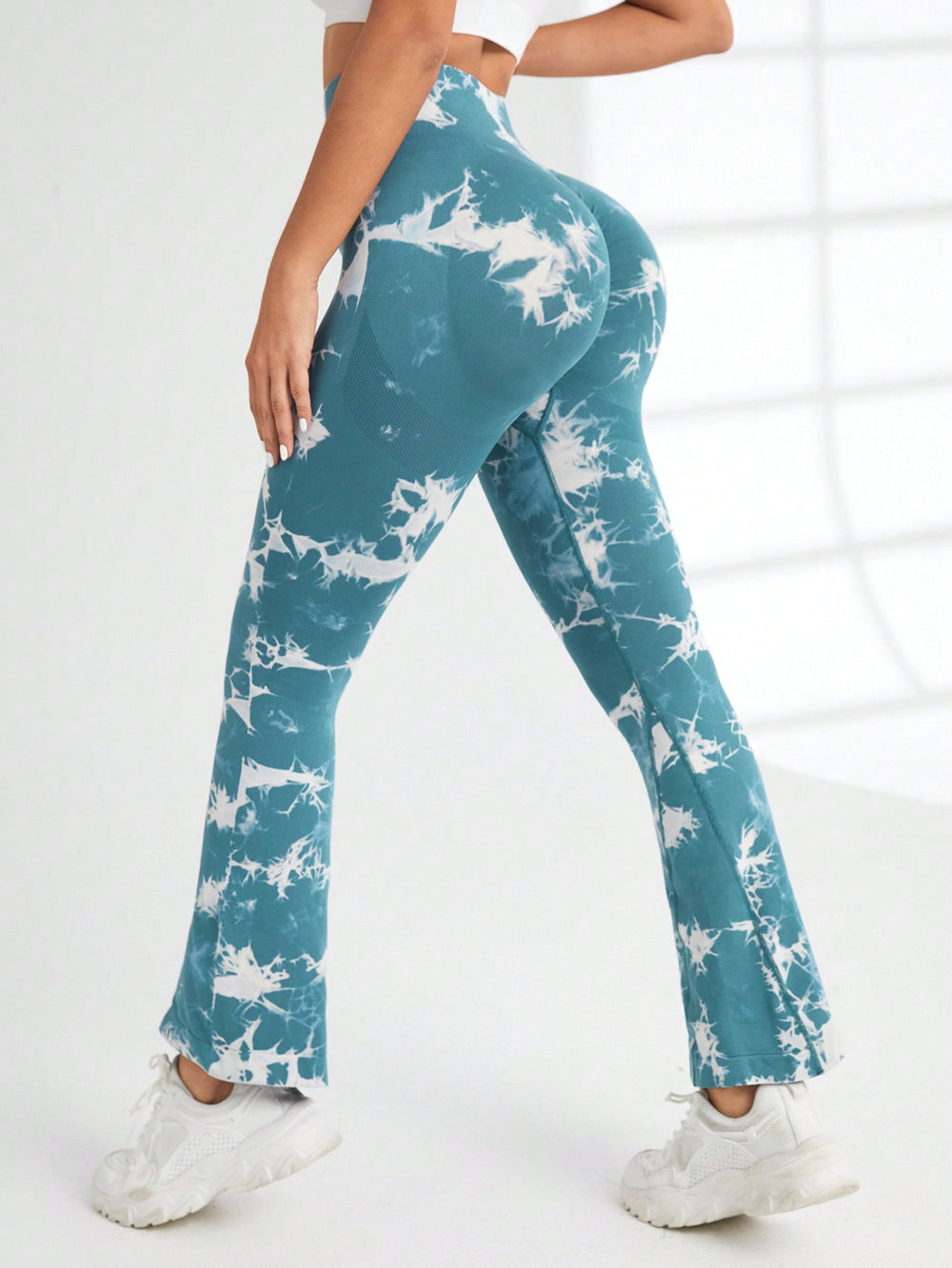 Tie-dye yoga pants, tie-dye bell-bottom pants, tie-dye yoga pants, sports fitness wear, moisture-wicking, high-elasticity butt lift for women