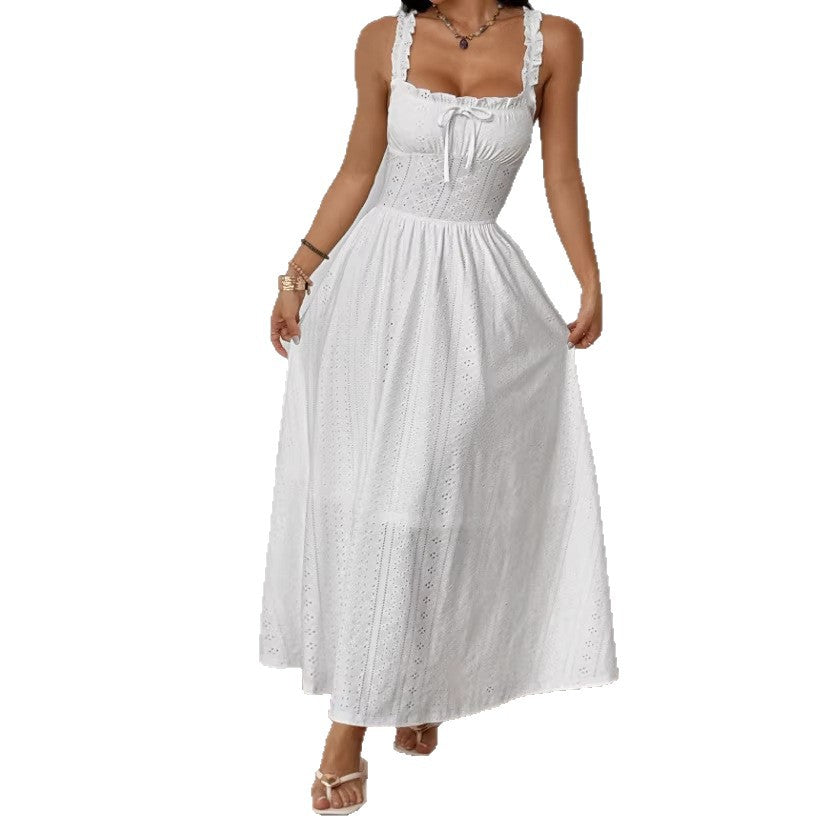 hot-selling suspender dress retroslimming look skirt women's summernew arrivalelegant holiday style long skirt for women