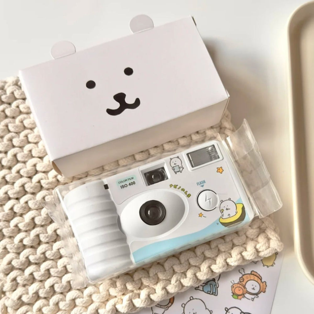 Self-deprecating bear film disposable point-and-shoot camera color black and white retro negative film with flash - birthday gift